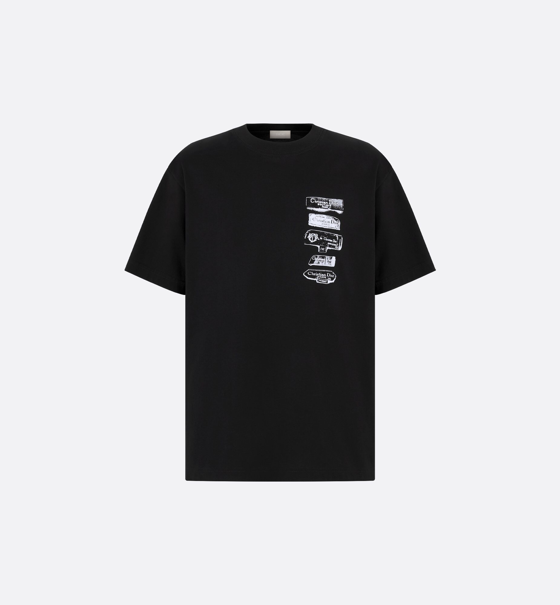 P229 Dior Flocked Logo-Print T-Shirt - Black