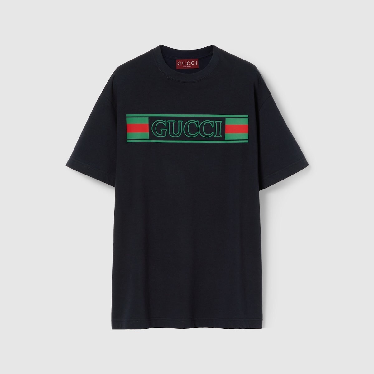 P219 Gucci Flag-Lettering T-Shirt - Dark Blue