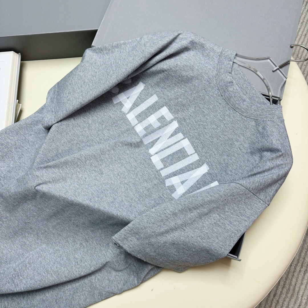 P249 Paris Front and Back Letter-Tape T-Shirt - Heather Gray