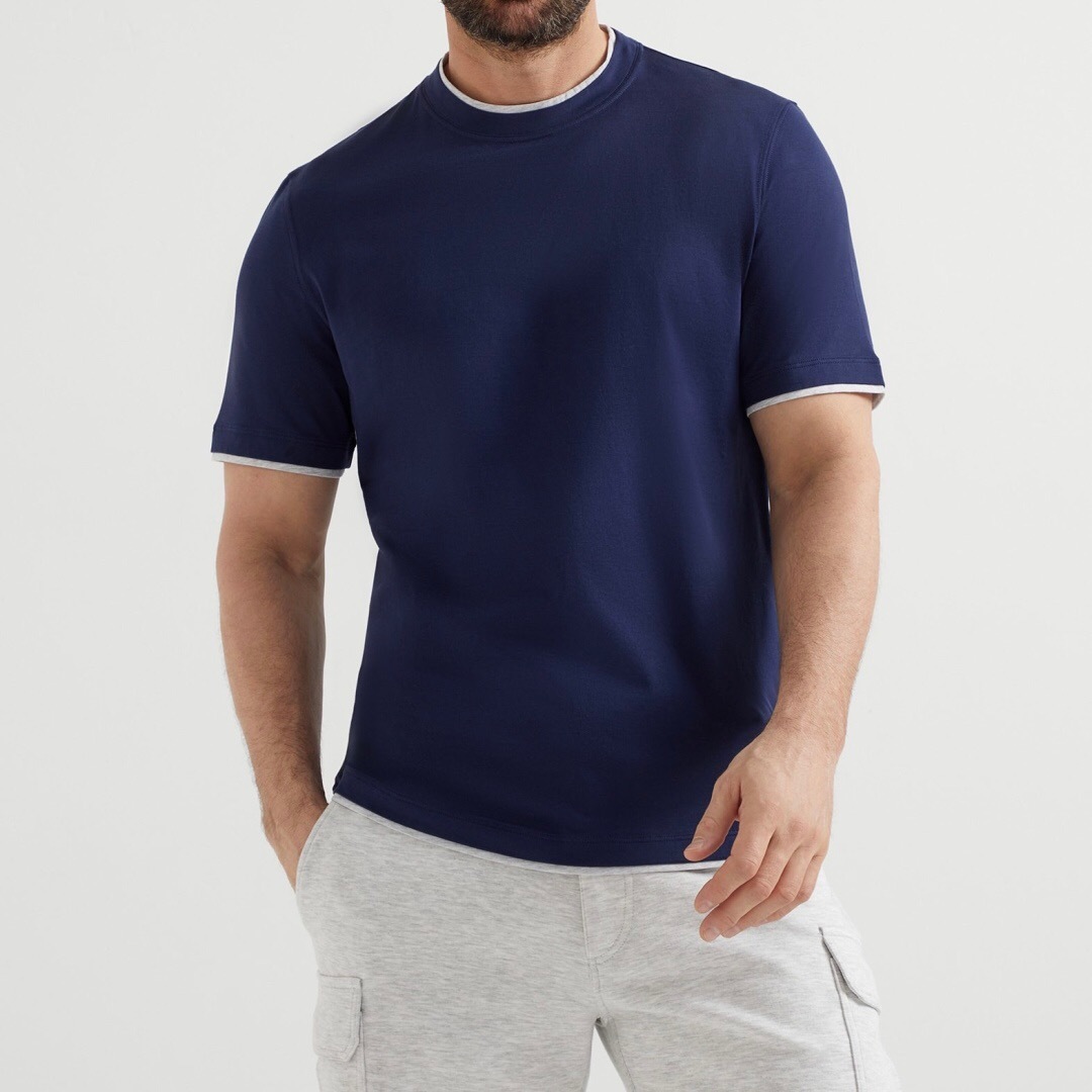 P229 Layered-Look T-Shirt - Blue