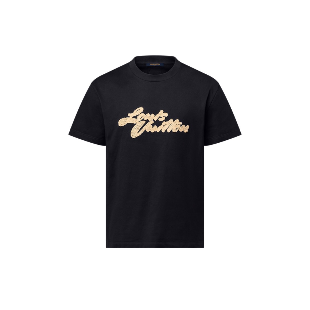 P259 Raffia-Letter T-Shirt - Black
