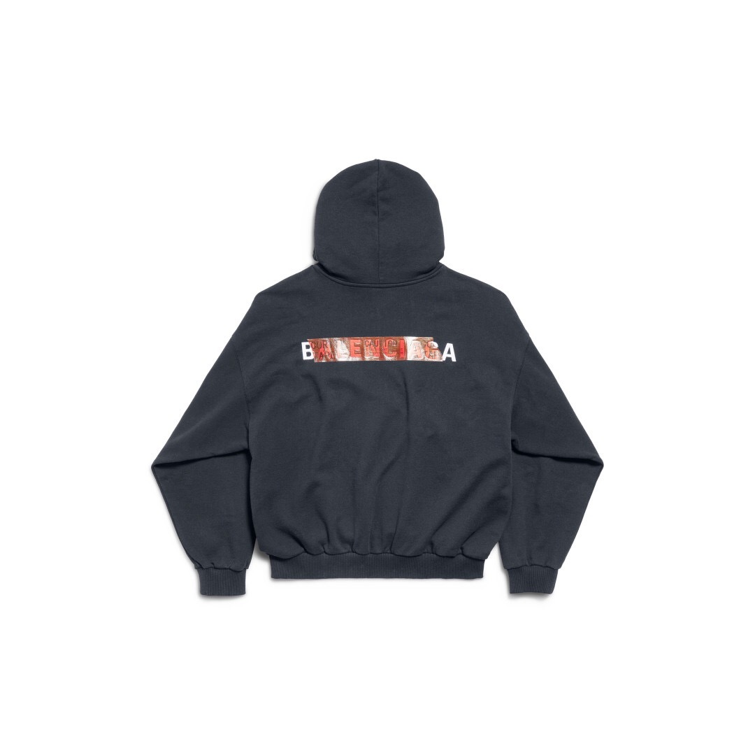 P379 Letter-Embroidered Tape Hoodie