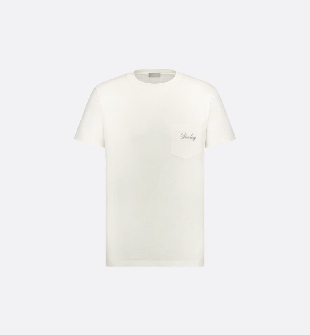 P219 Chest-Pocket Letter-Embroidered T-Shirt - White