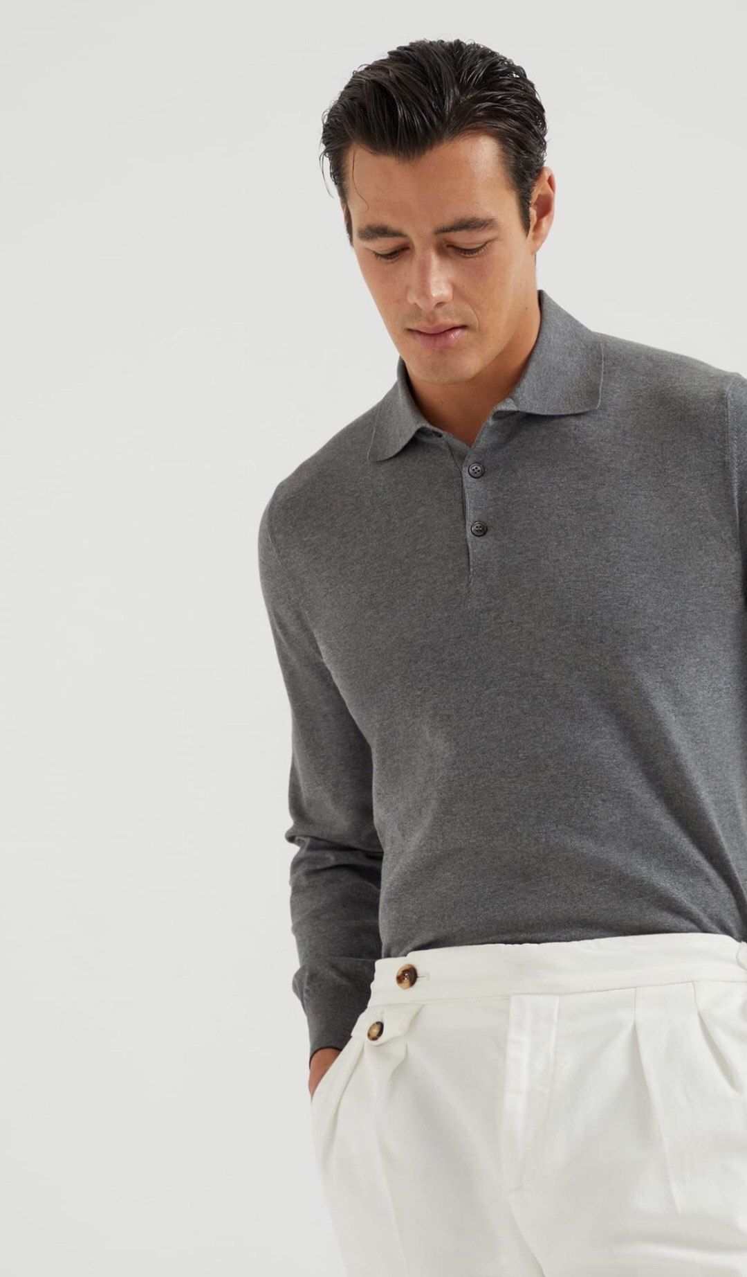 P339 Cotton Knit Sweater - Gray