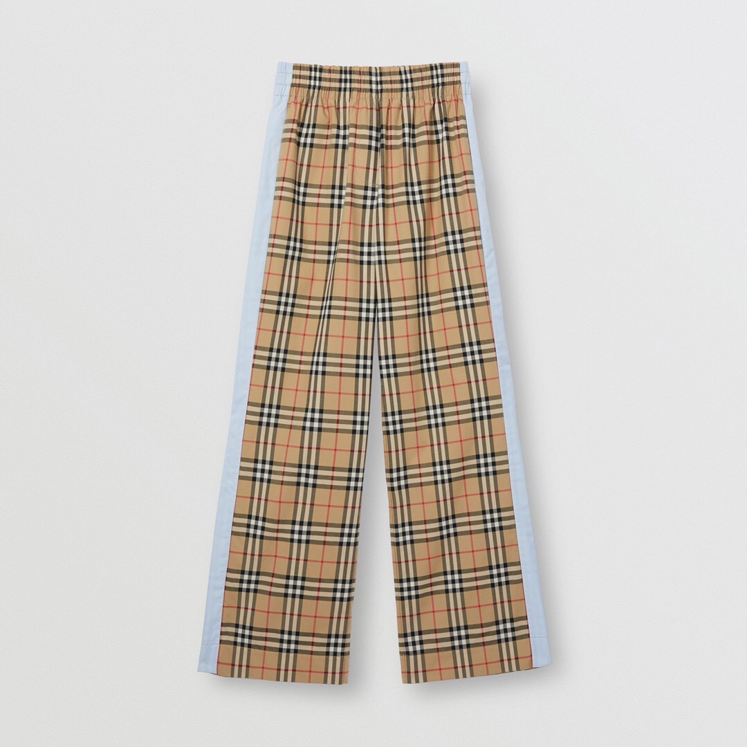P349 Women's Check Trousers with White Trim
