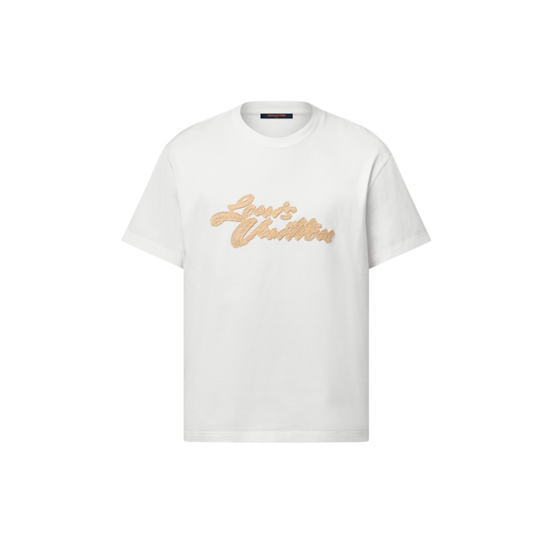 P259 Raffia-Letter T-Shirt - White