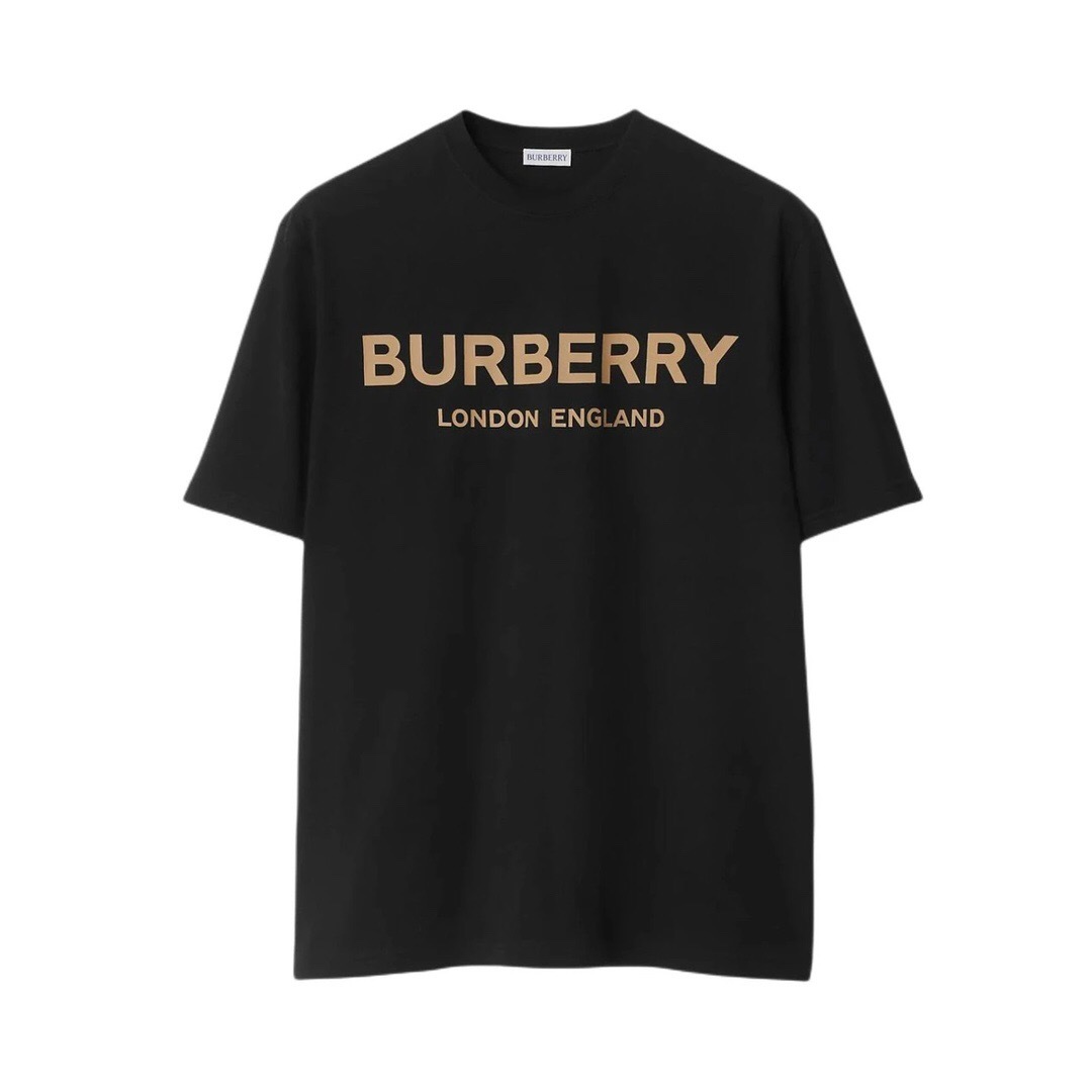 P209 BU Gold-Letter Print T-Shirt - Black