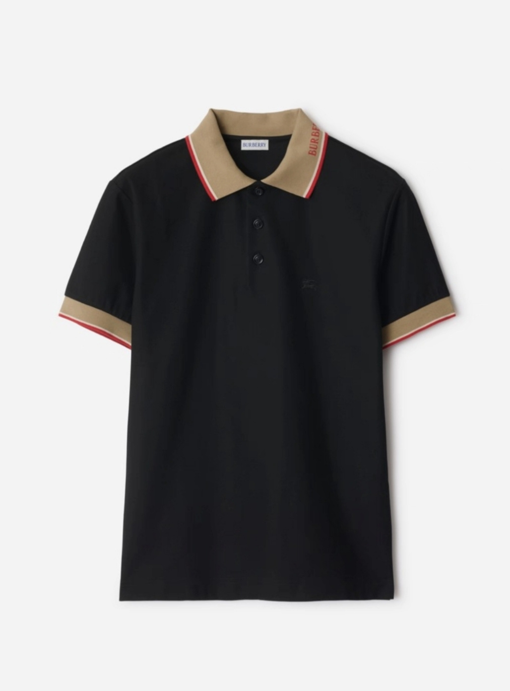 P299 BR Lettered Tape-Collar Polo Shirt - Black
