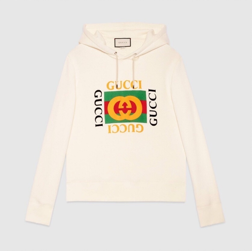 P369 Vintage Block-Design Hoodie - Off-White