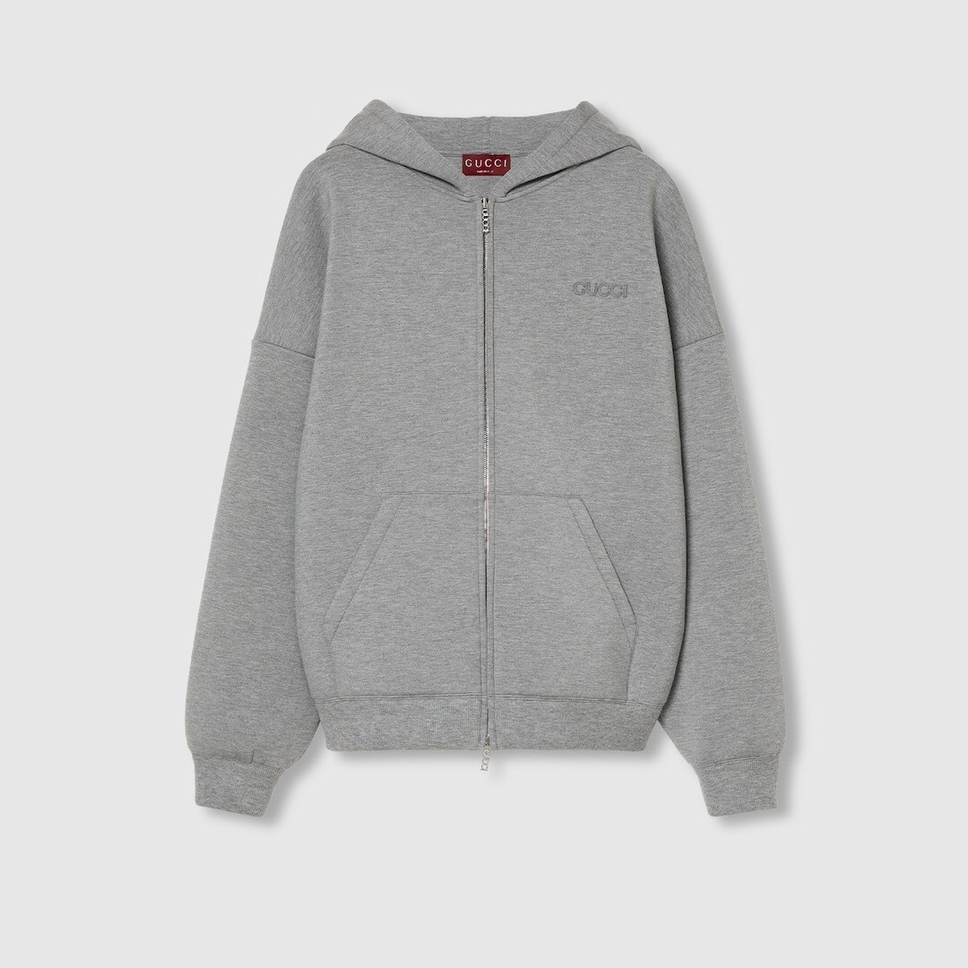 P509 Scuba-Fabric Embroidered Sweatshirt - Gray