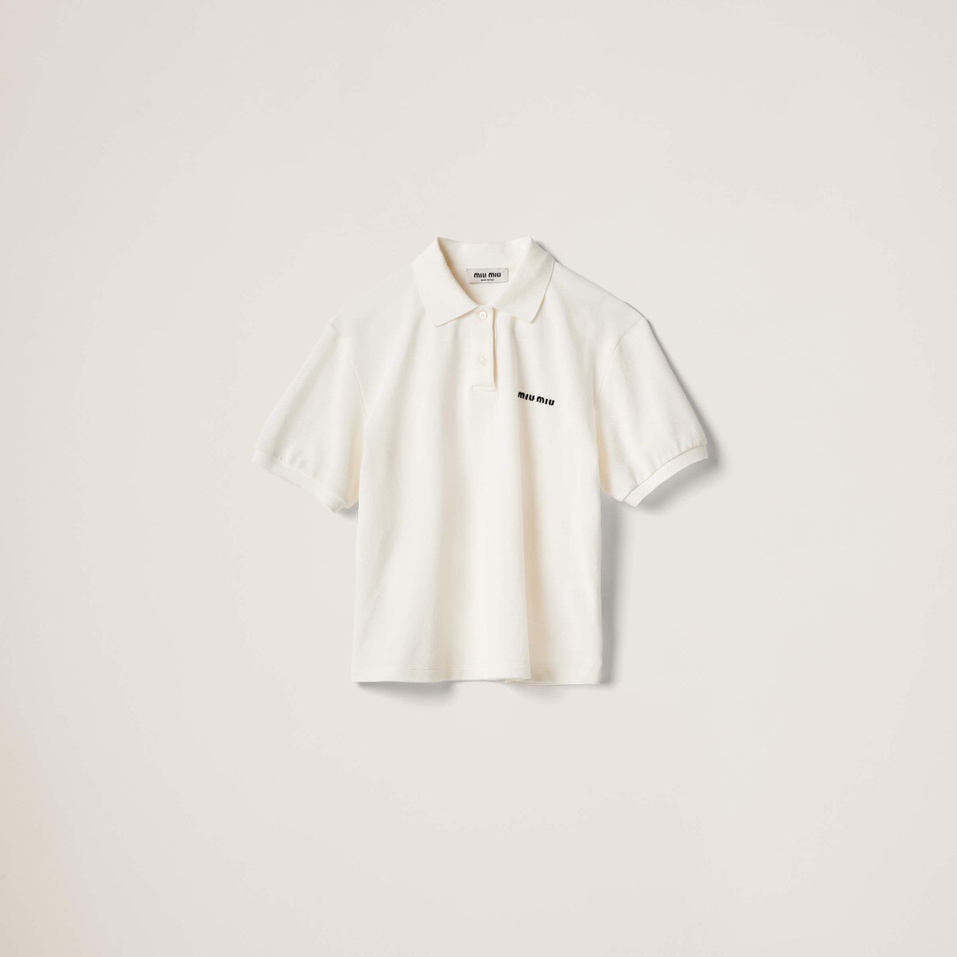 P289 Women's MM Embroidered Polo Shirt - White