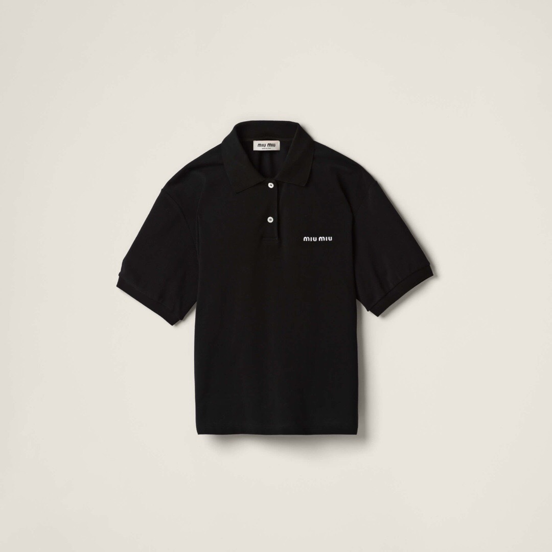 P289 Women's MM Embroidered Polo Shirt - Black
