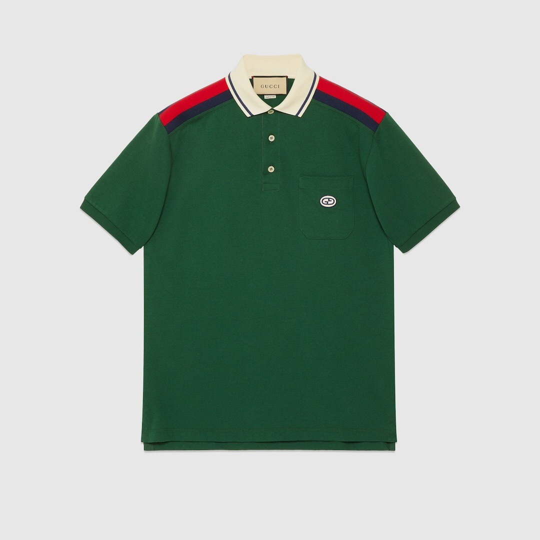 P339 Red and Green Tape Polo Shirt - Green