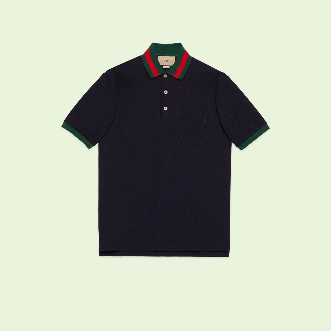 P289 Tape-Collar Polo Shirt - Navy