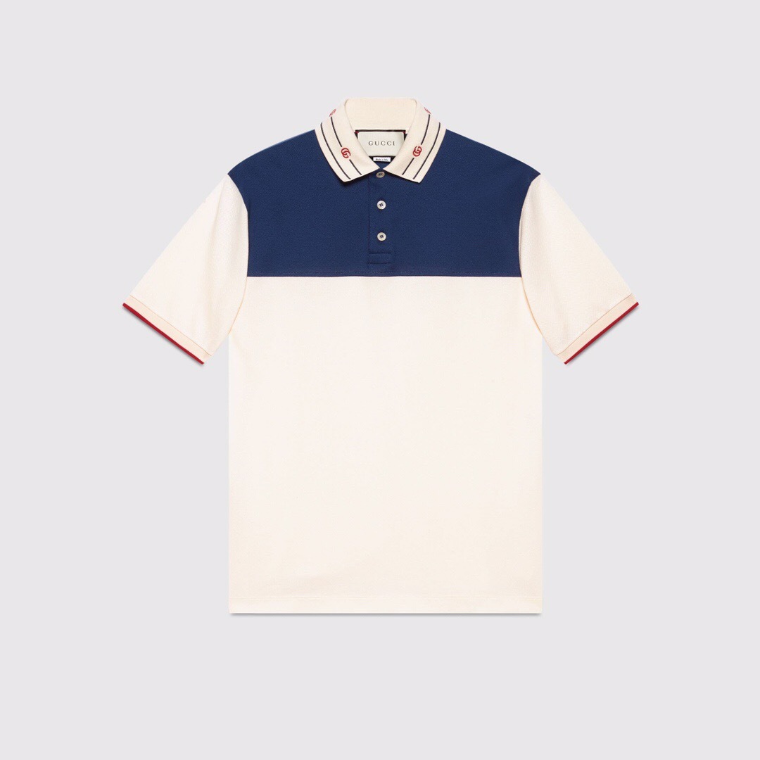 P289 G Embroidered Blue-Panel Polo Shirt