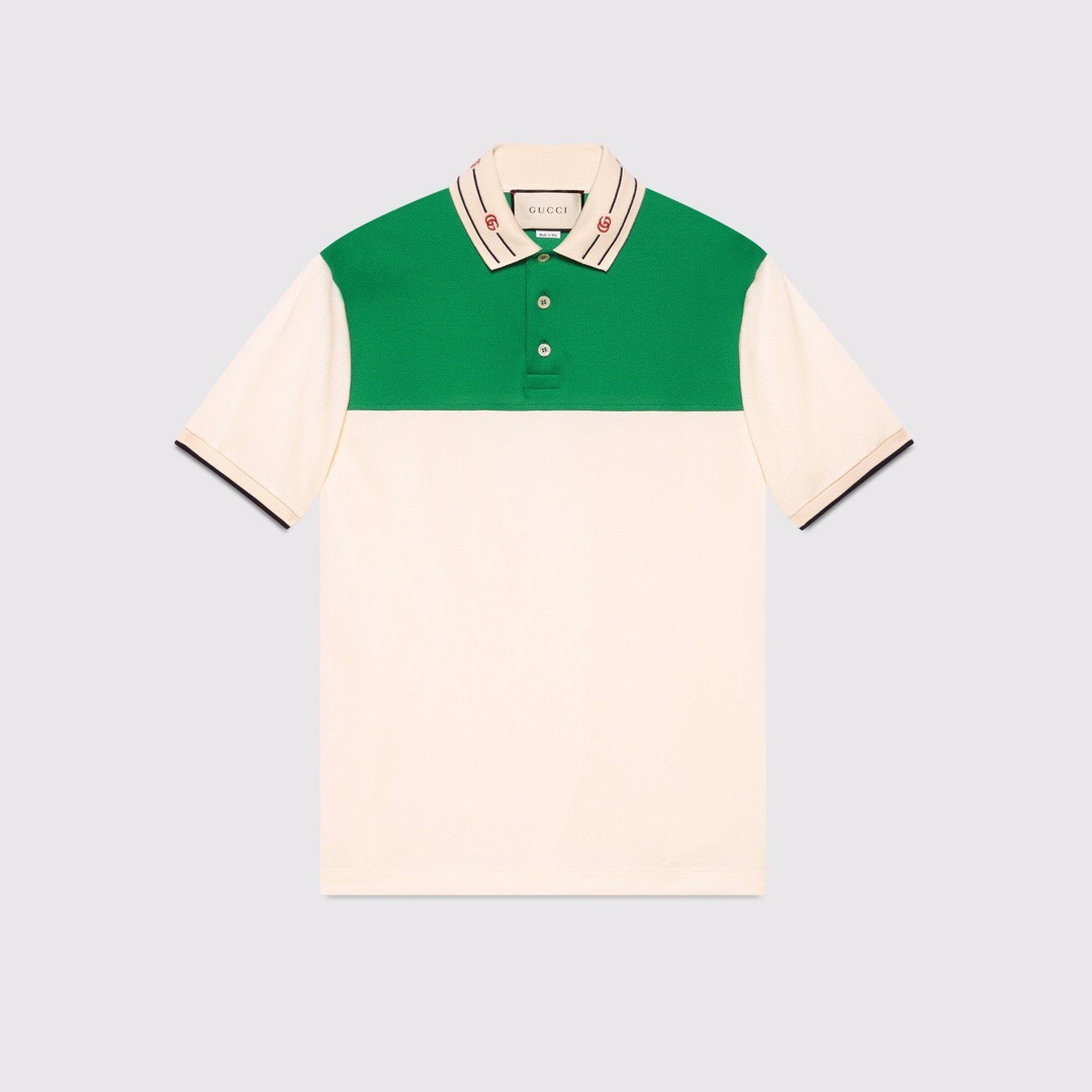 P289 G Embroidered Green-Panel Polo Shirt
