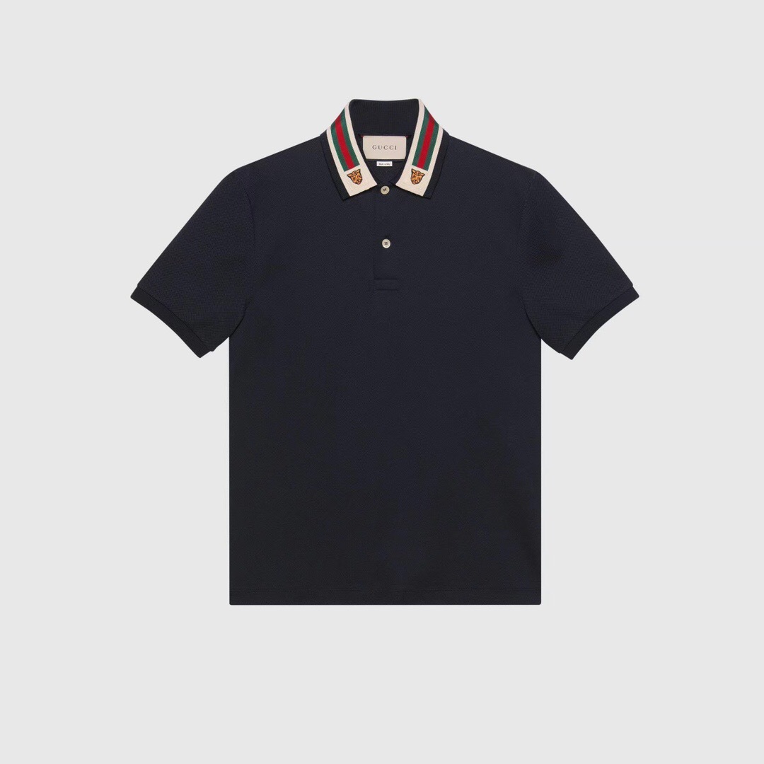 P289 Tiger-Head Tape Polo Shirt - Navy