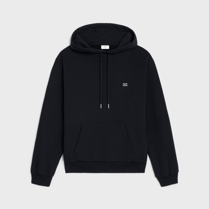 P369 Double-C Small-Logo Embroidered Hoodie - Black