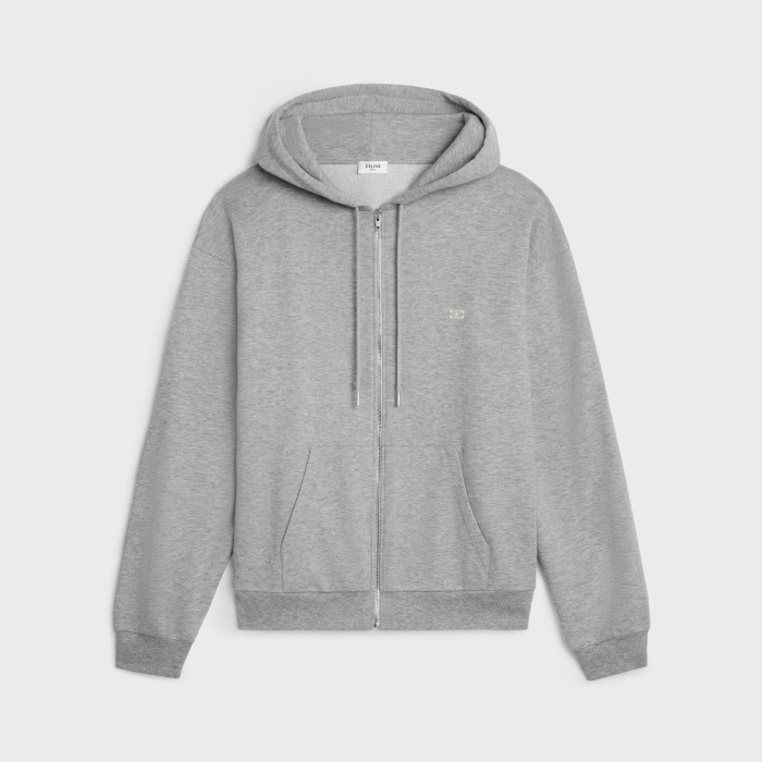 P389 Double-C Embroidered Zip Hoodie - Gray