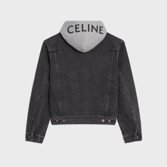 P549 C Denim Hooded Jacket - Black