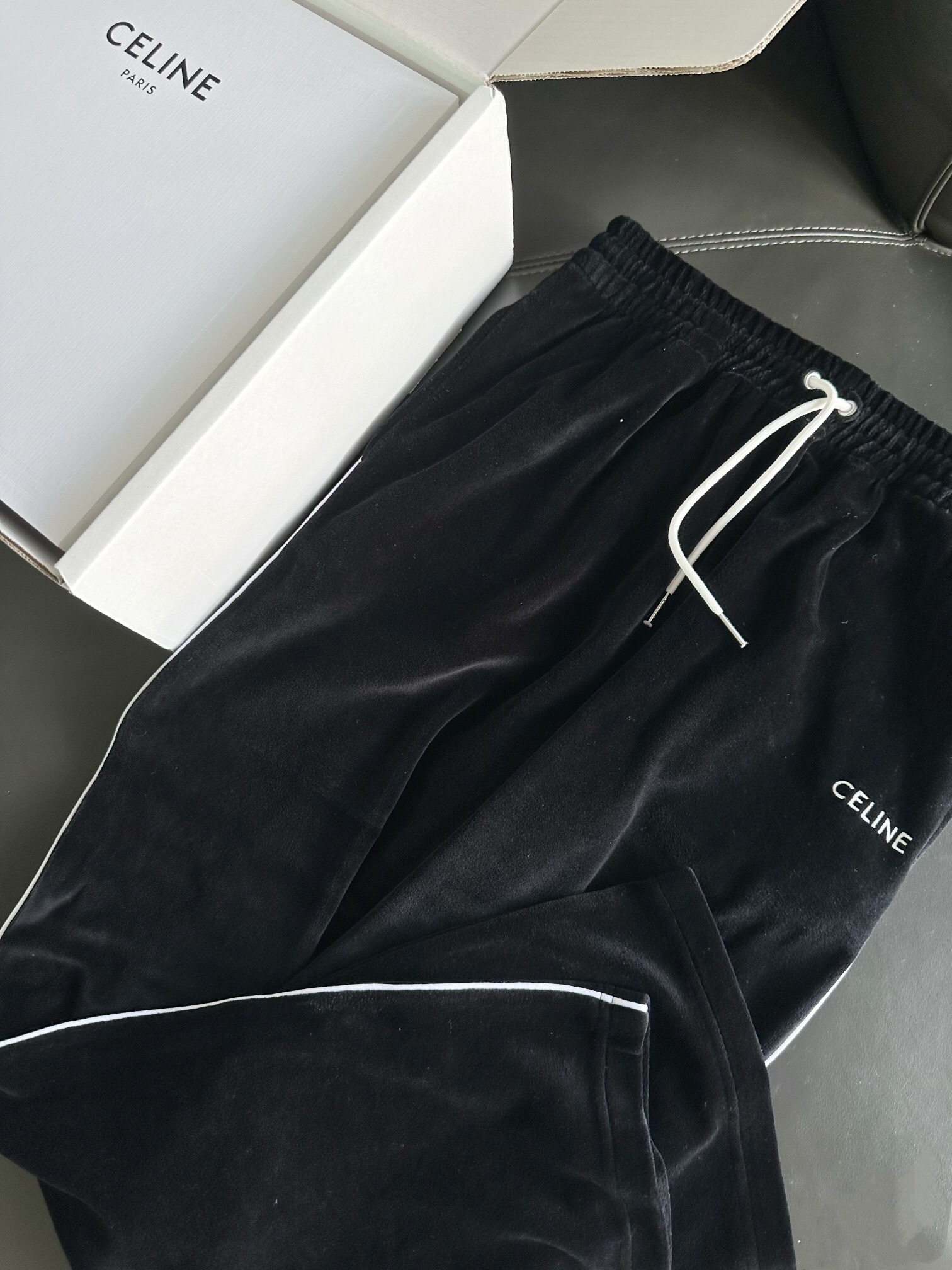 P369 CE Flocked-Letter Trousers - Black