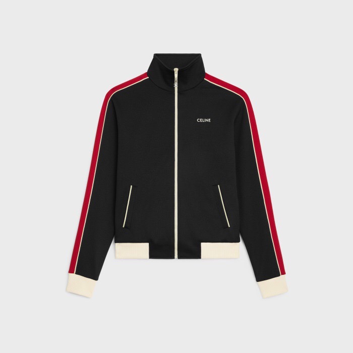 P439 C Red Side-Tape Zip Jacket