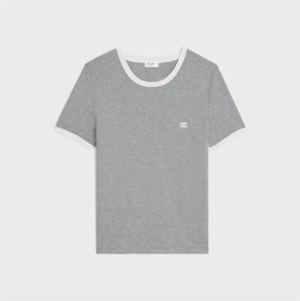 P219 Women's Double-C Small-Logo Embroidered T-Shirt - Gray