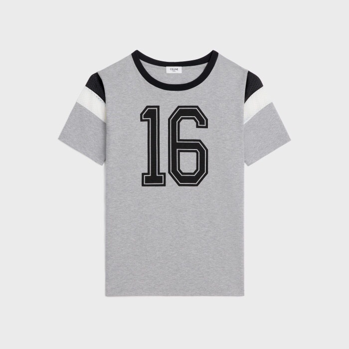 P229 Number 16 Print T-Shirt - Gray
