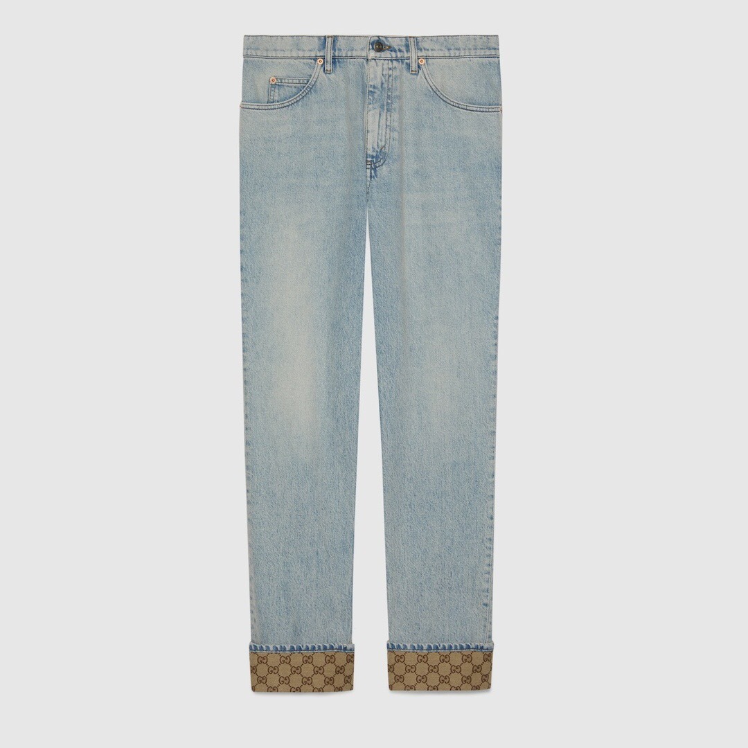 P459 Hem-Pattern Jeans - Blue