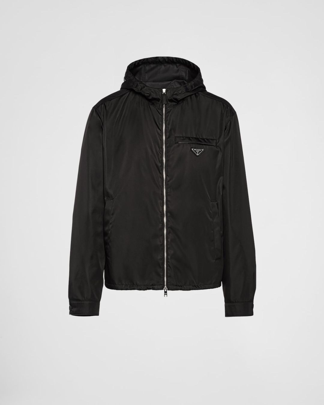 P849 Triangle Logo Hooded Shell Jacket - Black