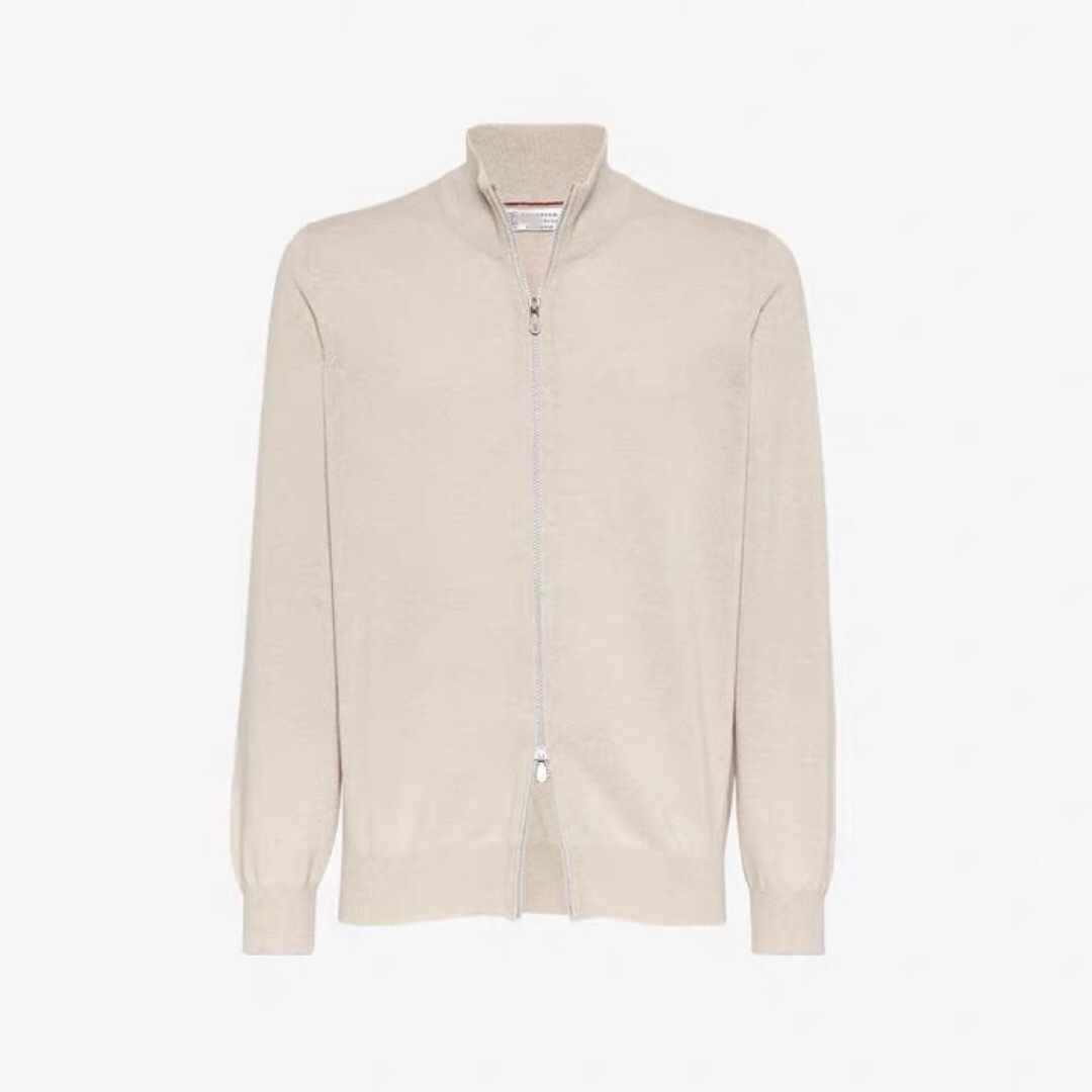 P1199 Cashmere Knit Zip-Up Cardigan