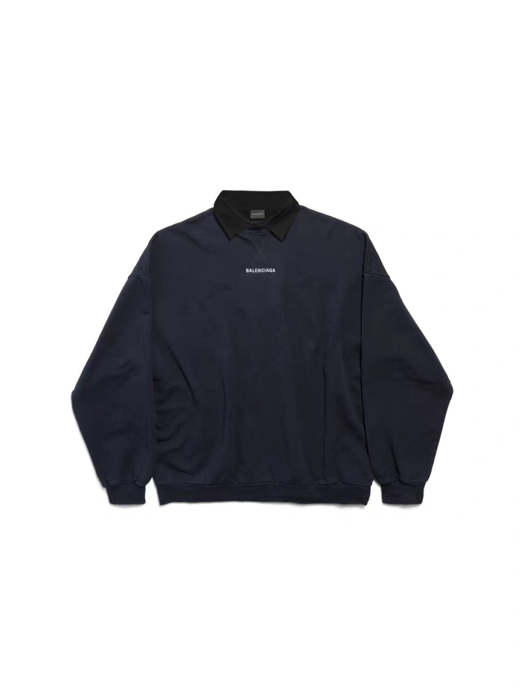P379 Paris Lettering Double-Collar Sweatshirt