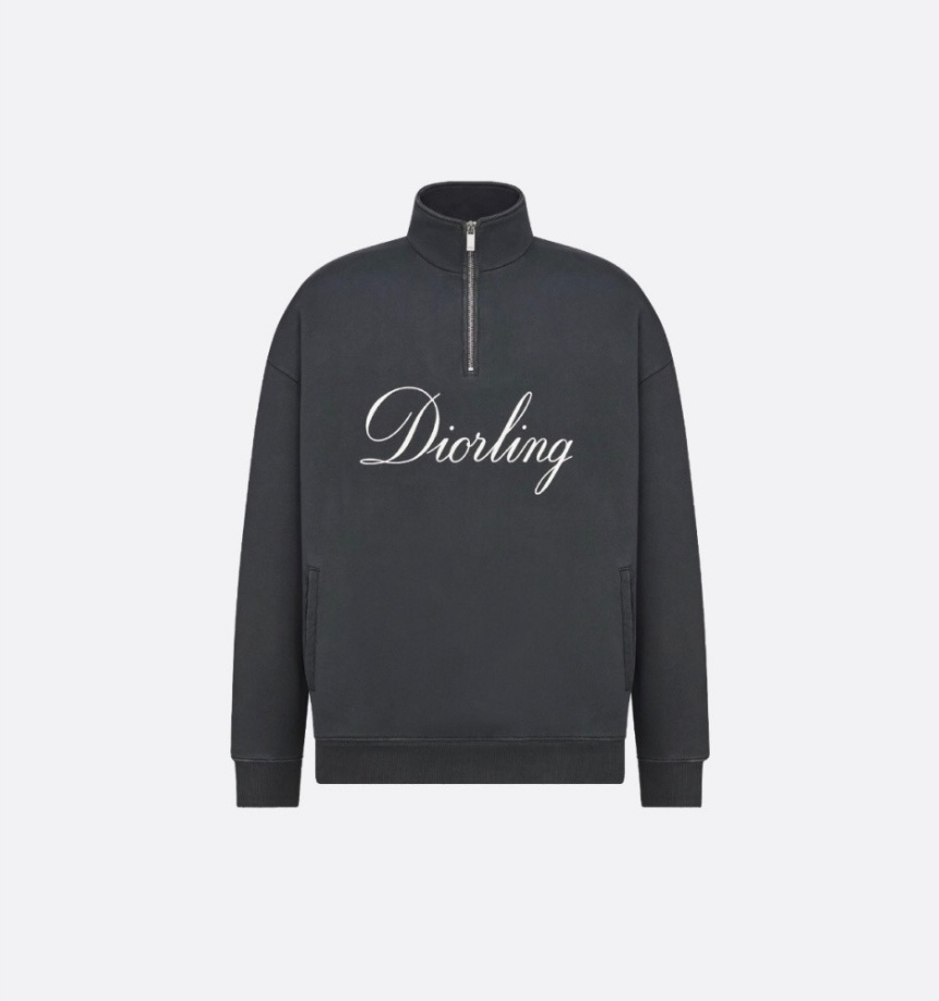 P389 CD Flocked Letter Half-Zip Sweatshirt