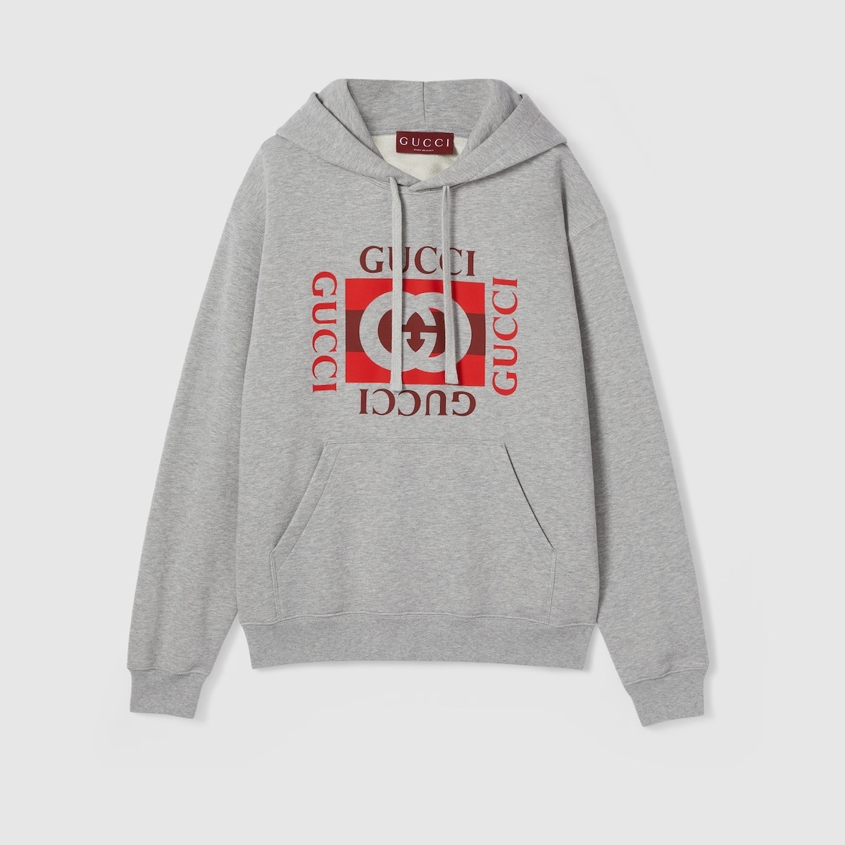 P389 Double G Print Hoodie - Heather Grey