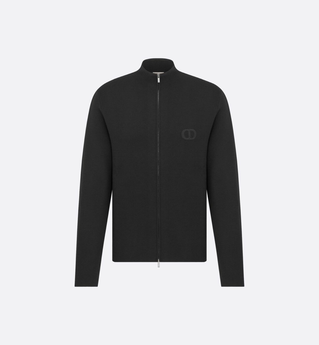 P579 CD Embroidery Wool Zip-Up Cardigan