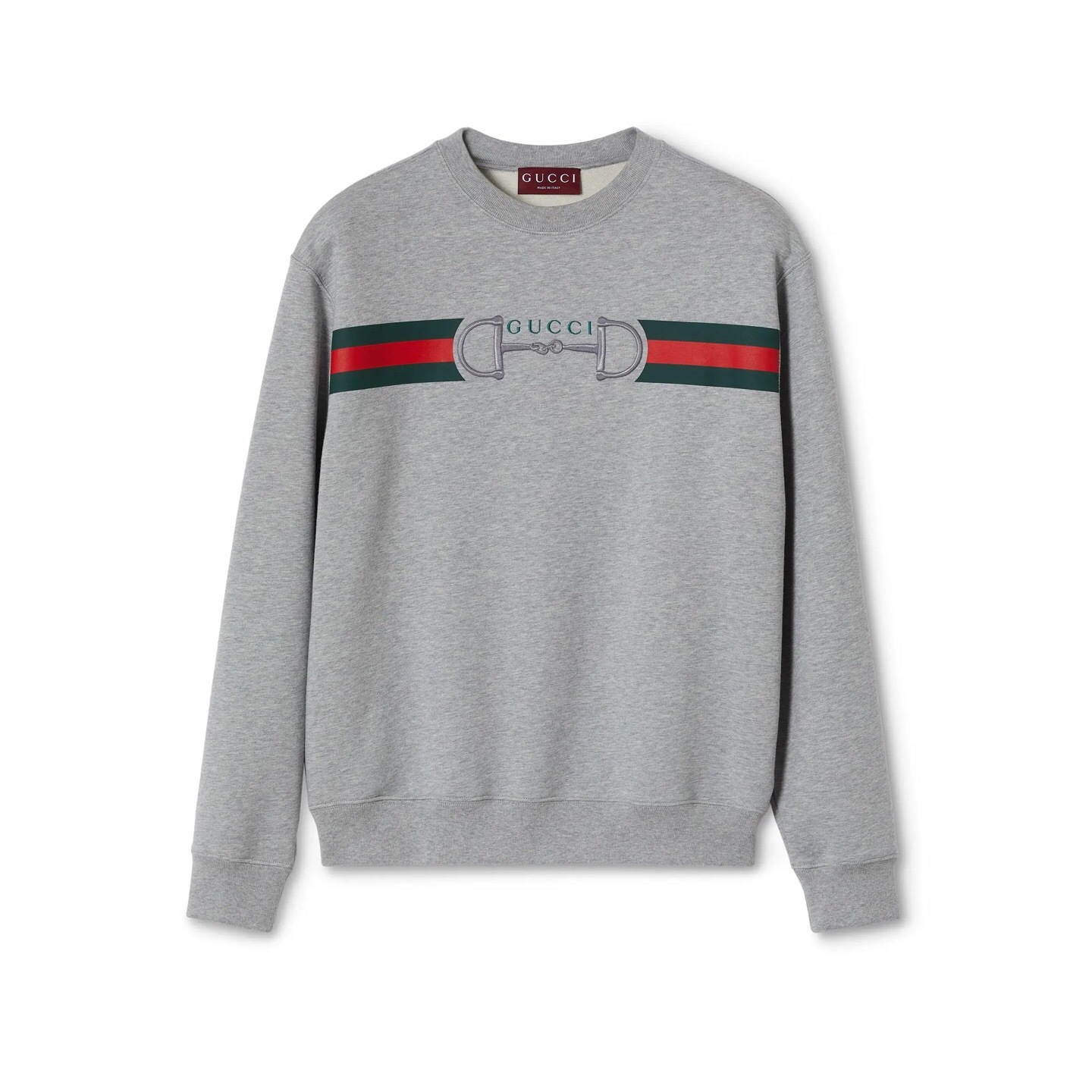 P419 Print and Embroidered Logo Crewneck Sweatshirt - Grey