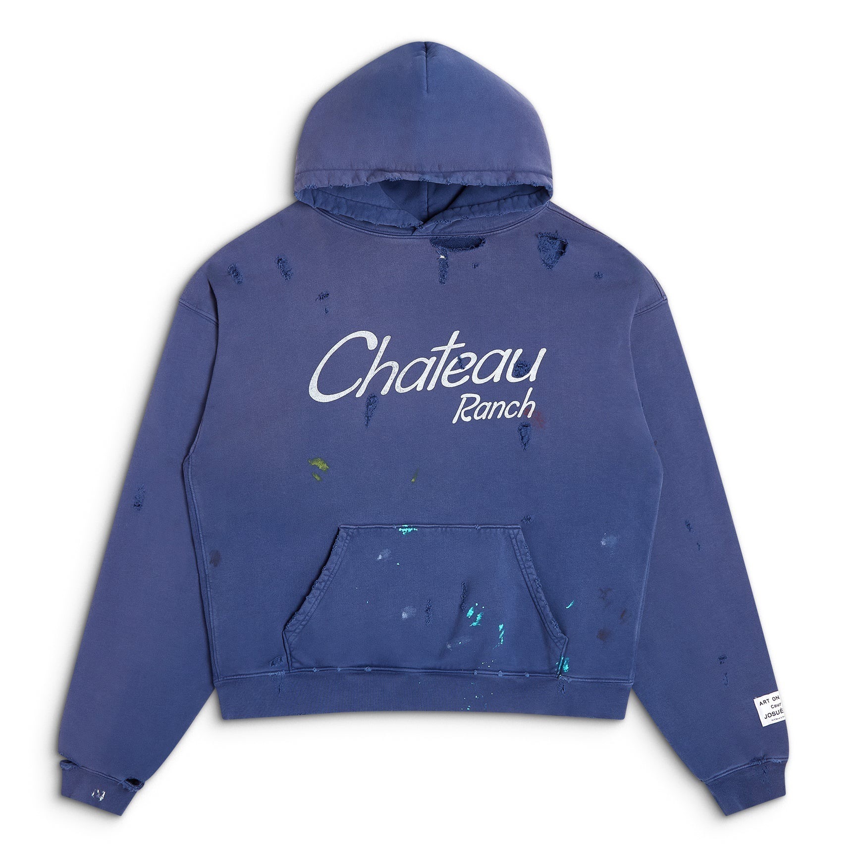 P379 Distressed Horseshoe Hoodie - Blue