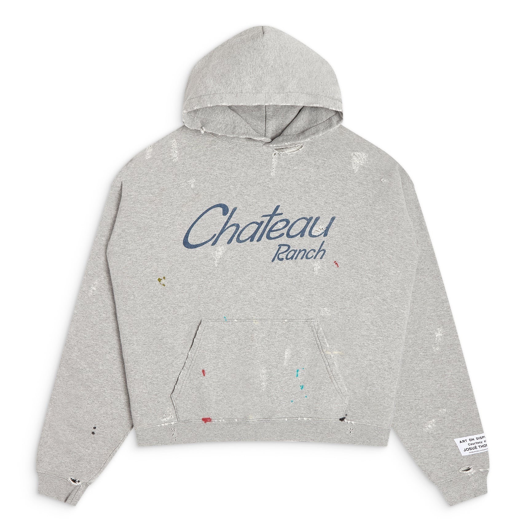 P379 Distressed Horseshoe Hoodie - Grey