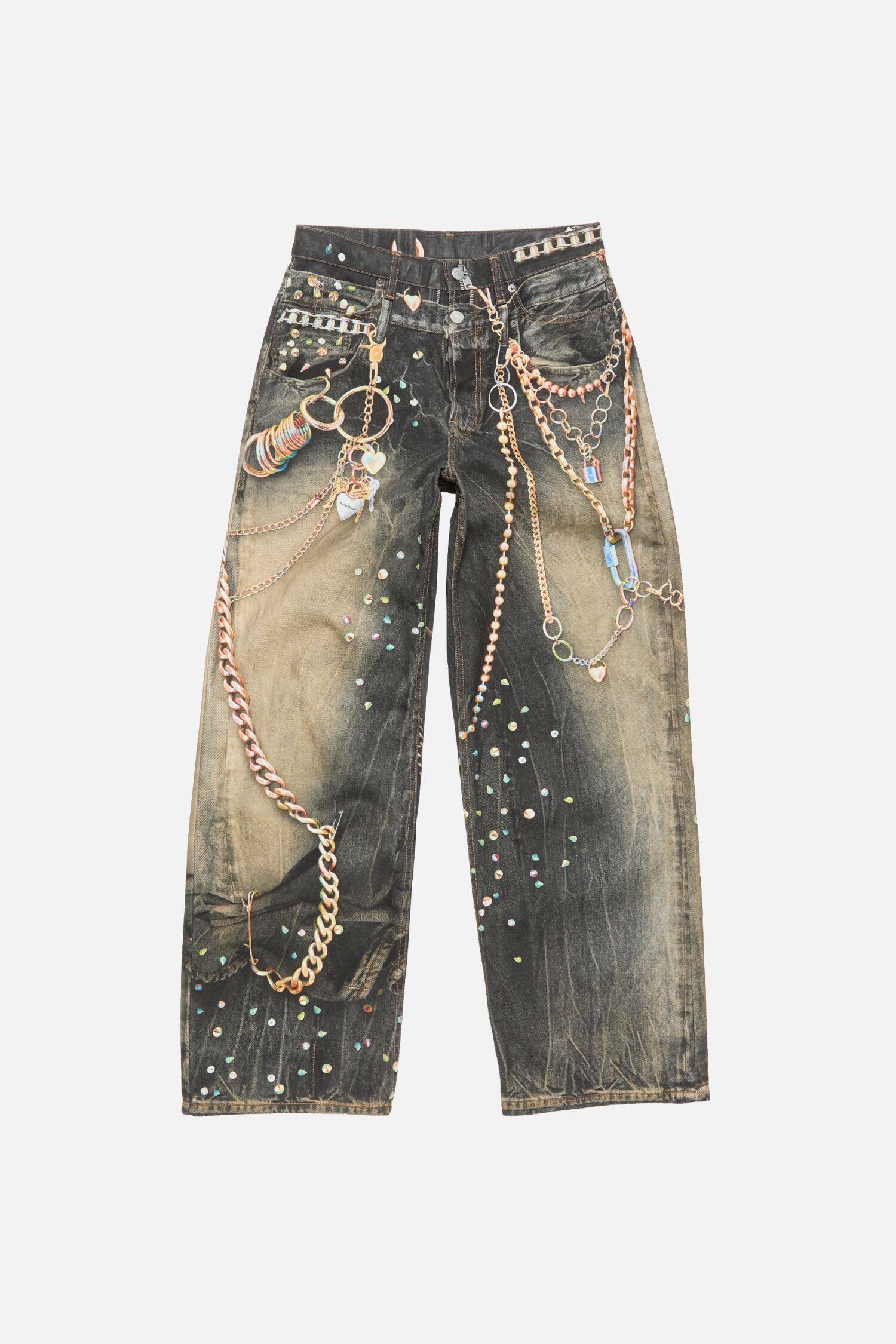 P379 3D Chain Print Jeans