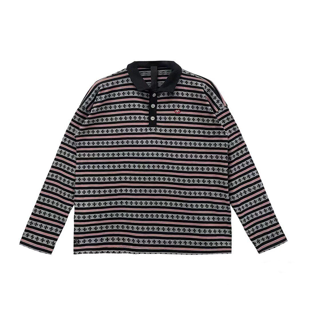 P399 Sword Embroidery Long-Sleeve Top - Coffee Brown