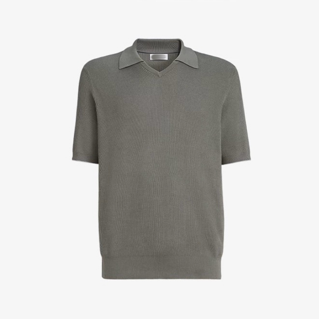 P389 Small V-Neck Polo Shirt - Khaki