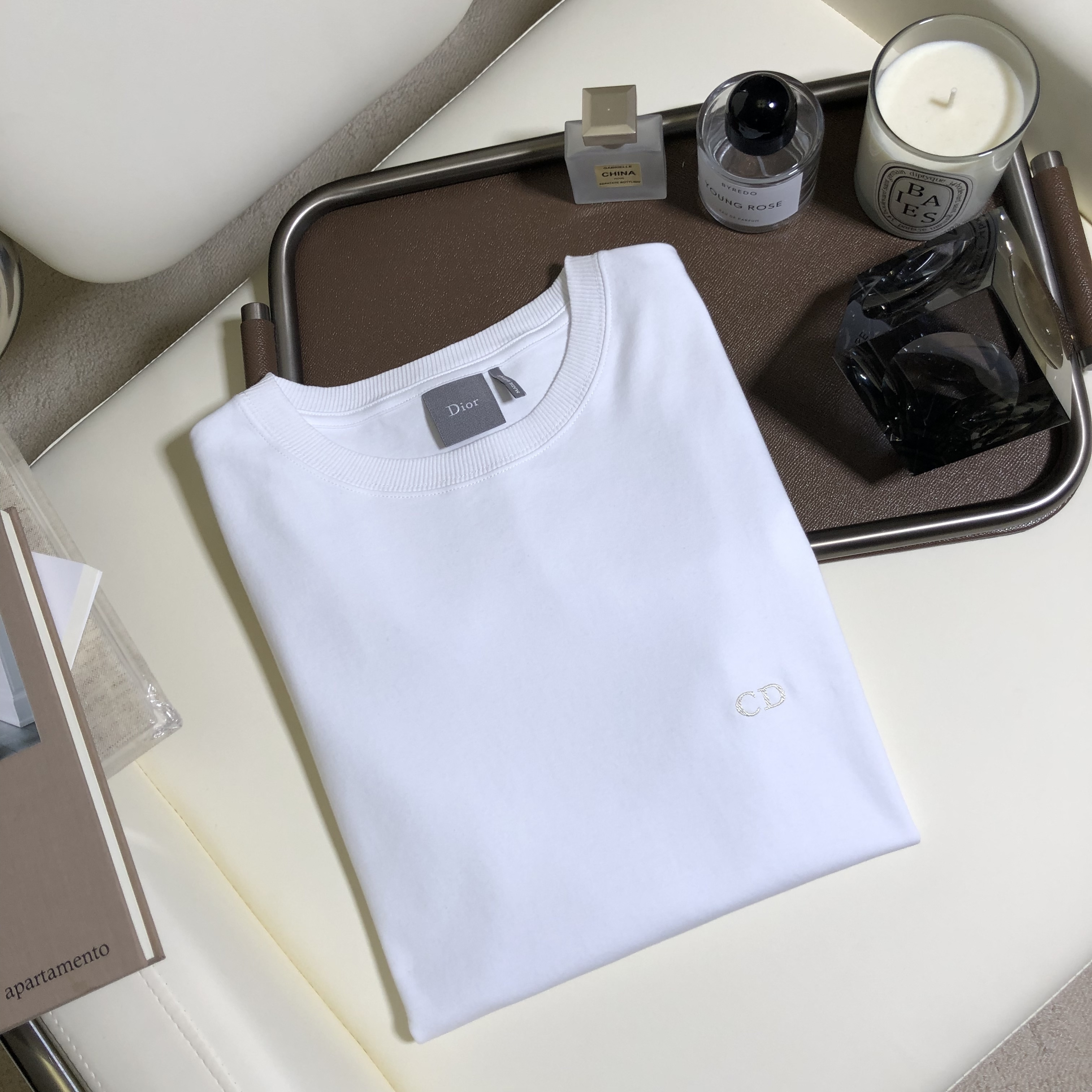 P209 Small CD Embroidery T-Shirt - White