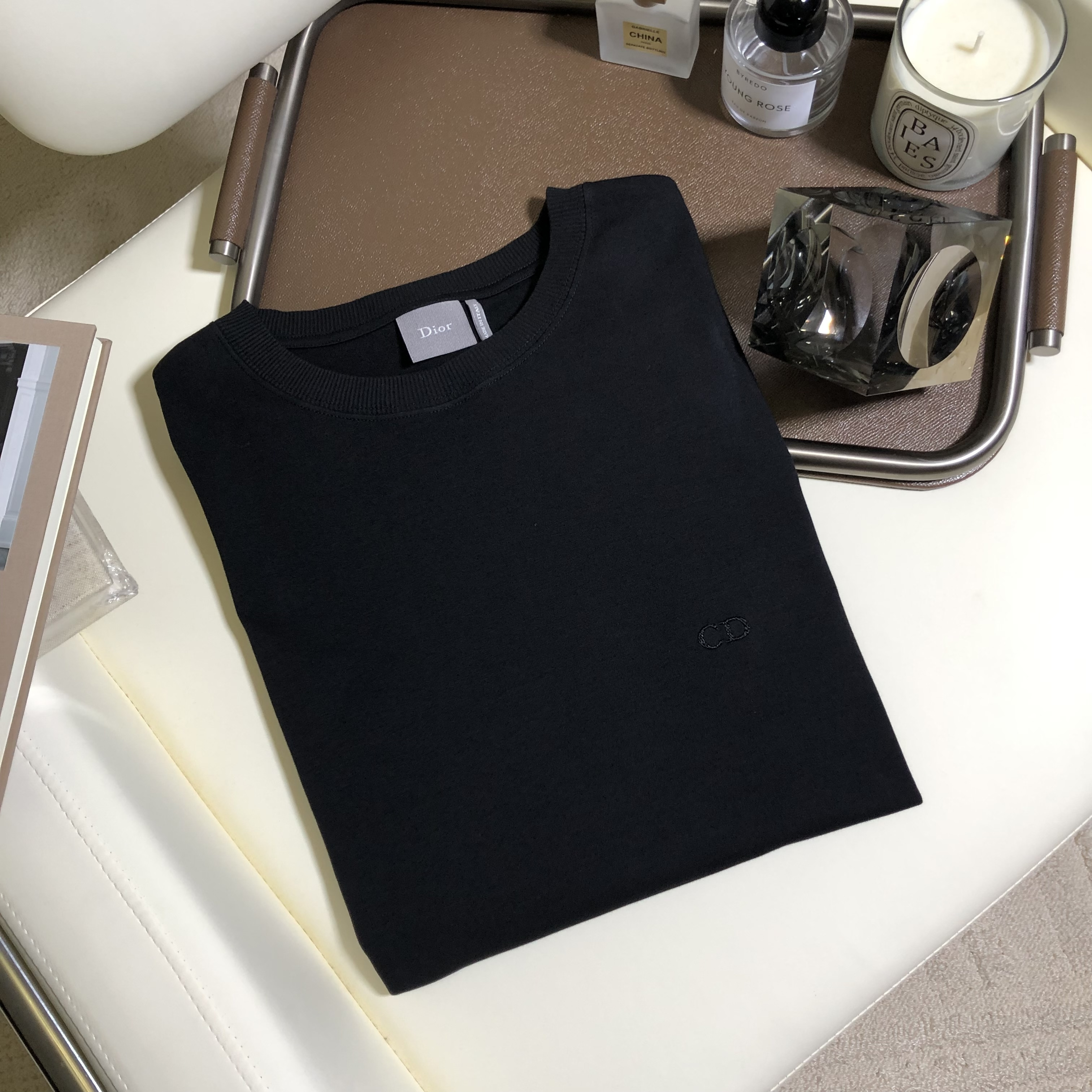 P209 Small CD Embroidery T-Shirt - Black