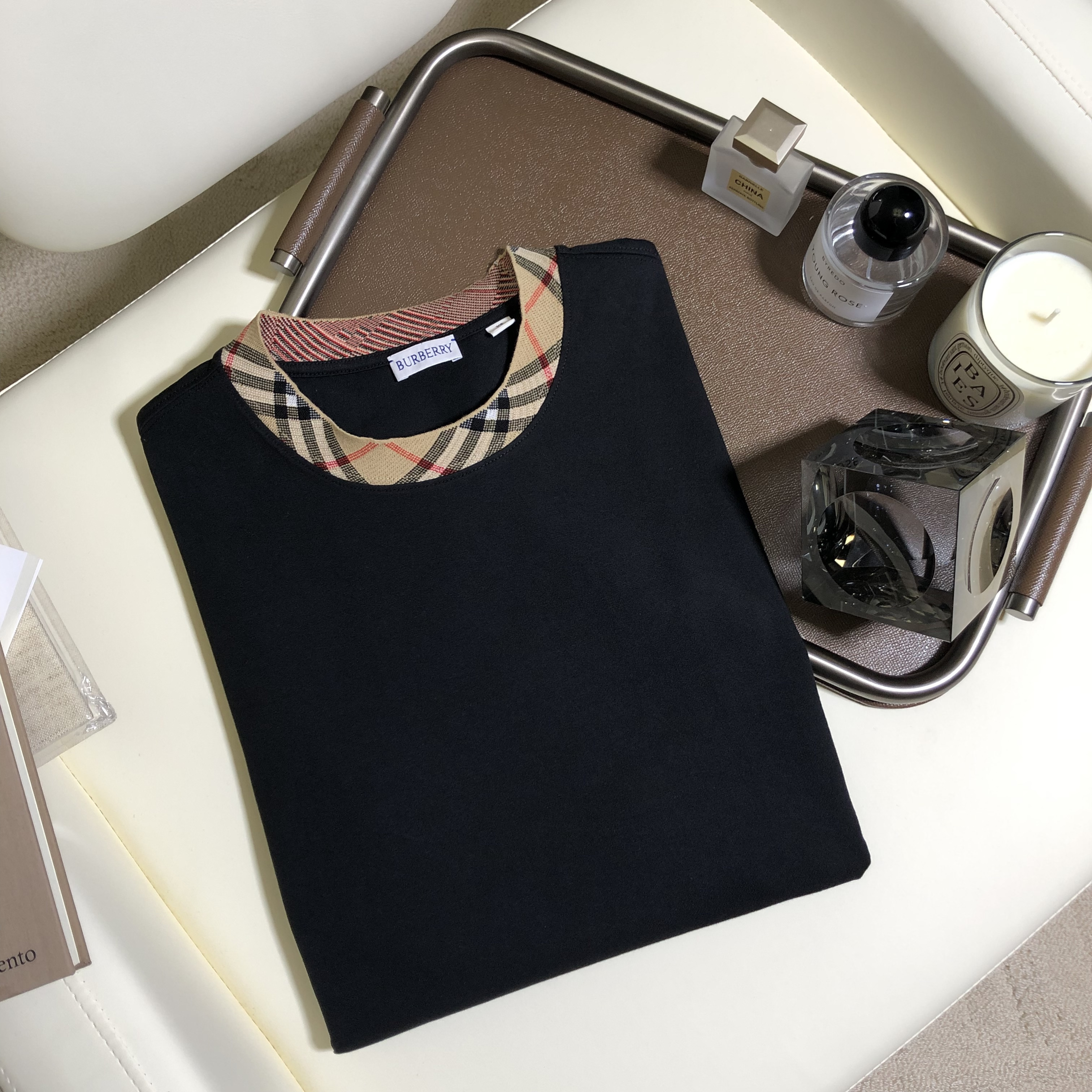 P229 BR Check Collar T-Shirt - Black