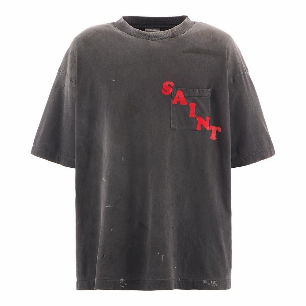 P199 Asymmetric Pocket Distressed T-Shirt