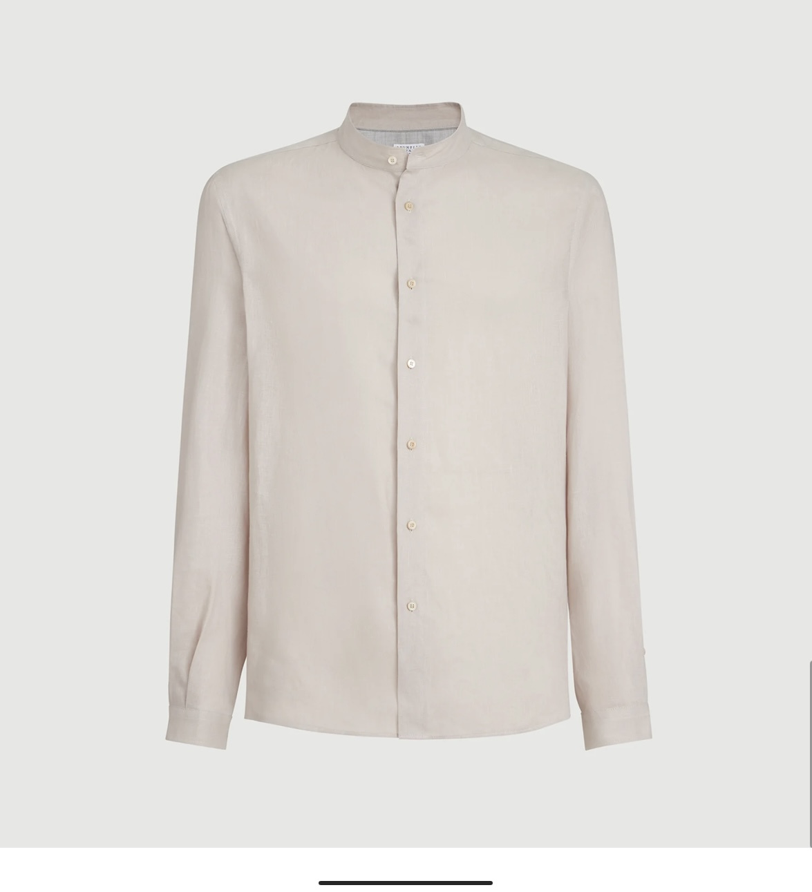 P399 Stand-Collar Linen Shirt - Beige