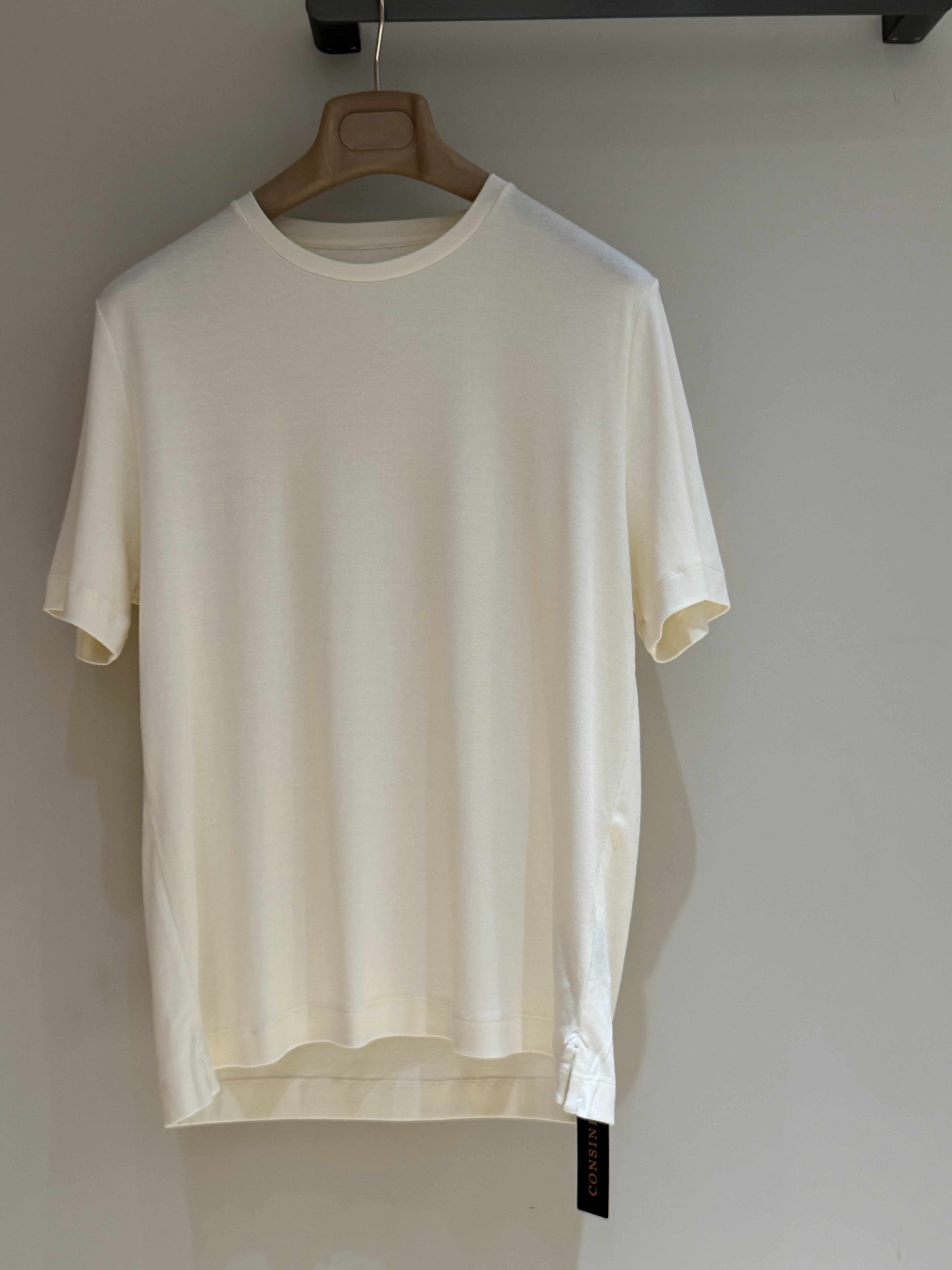P389 Silk-Cotton Knit Short-Sleeve Top - Apricot