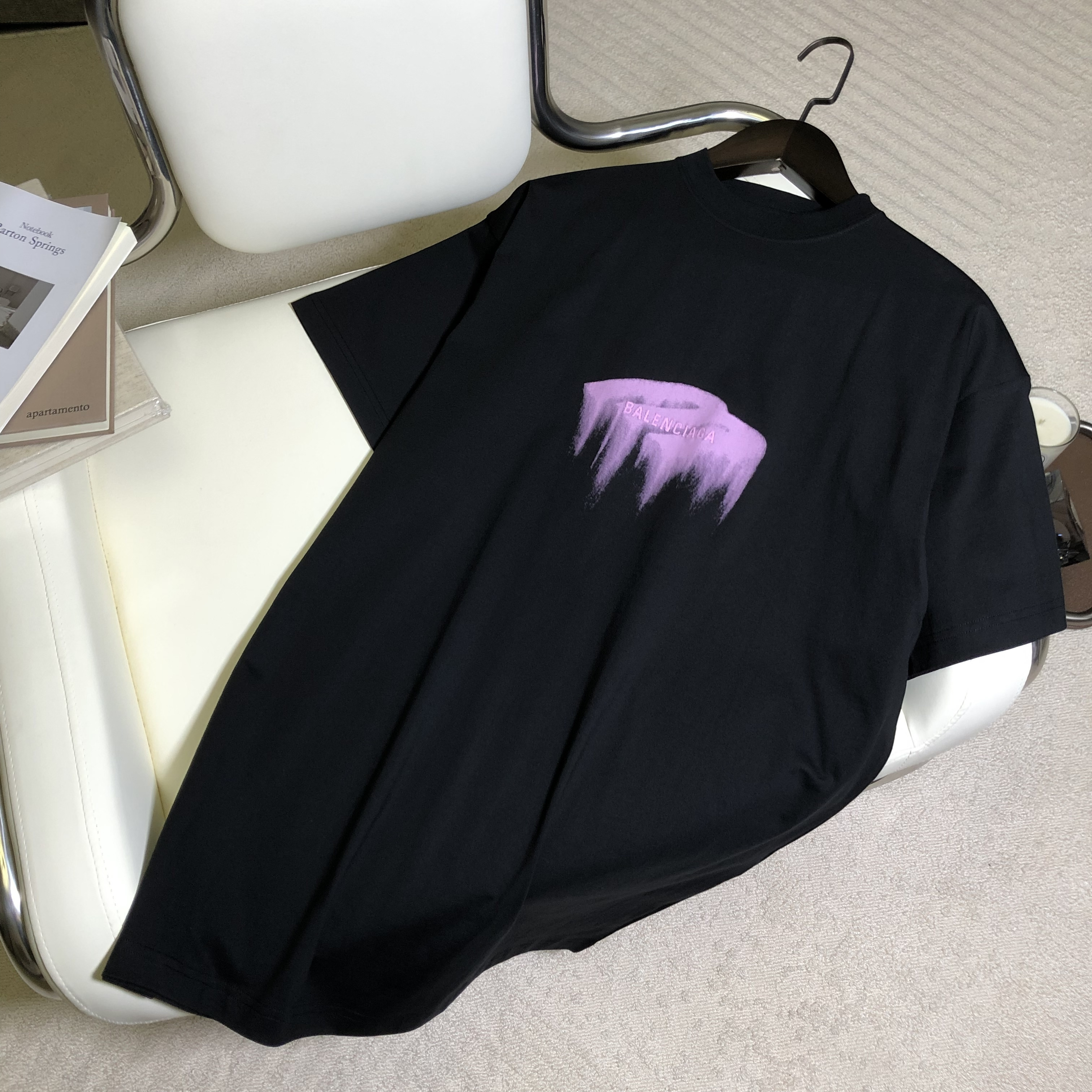 P229 3B Embroidery and Print T-Shirt - Black