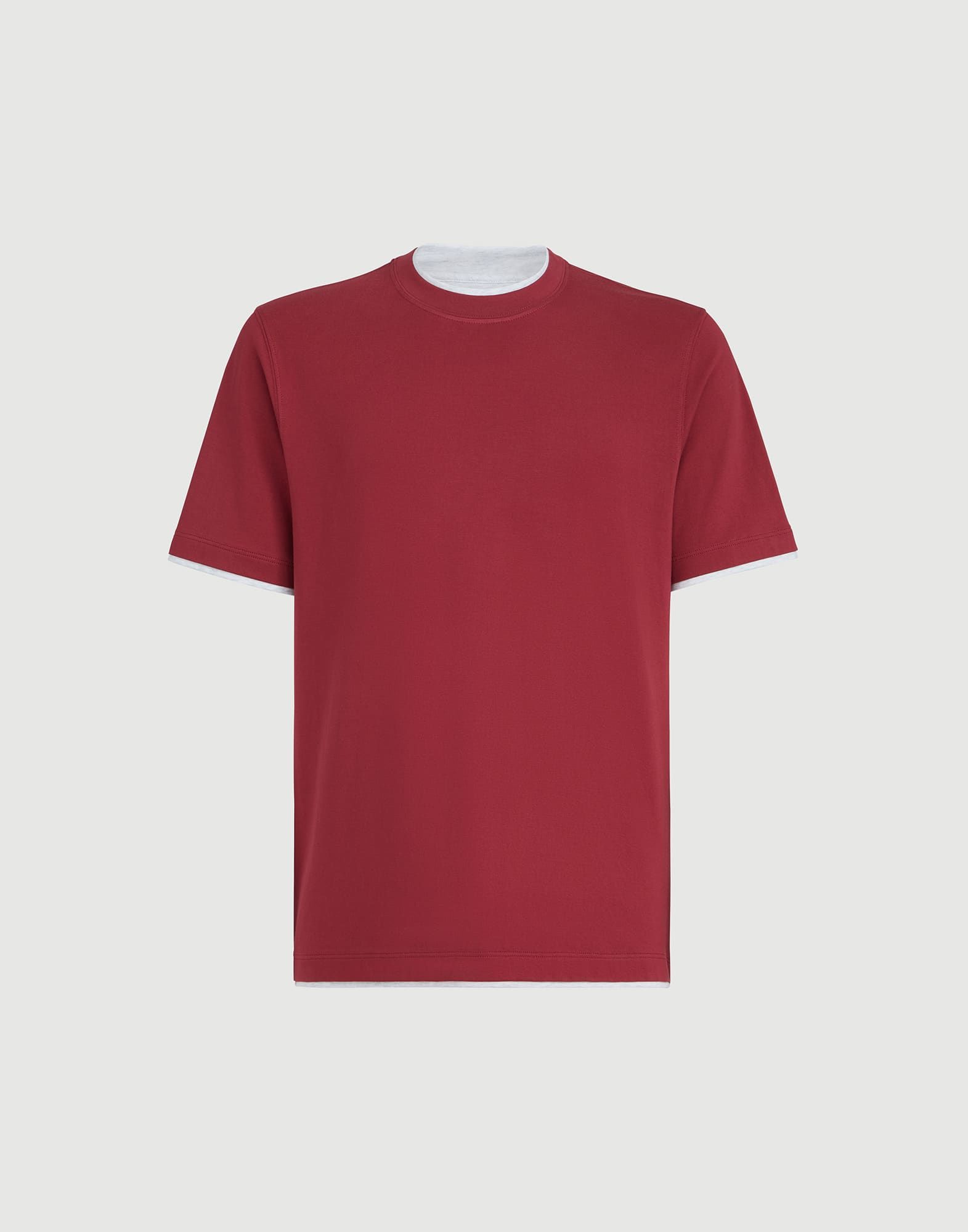 P259 Layered-Look T-Shirt - Burgundy