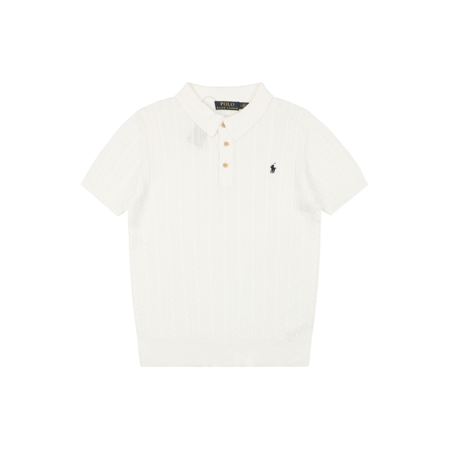 P229 Pony Cable-Knit Polo - White